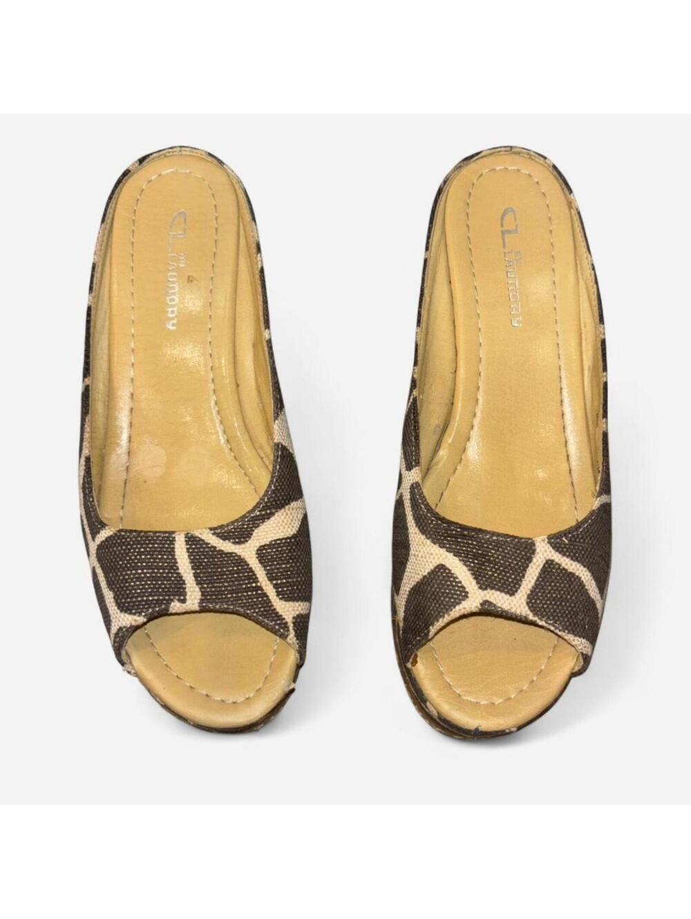 CL by Laundry - Giraffe-Printed Canvas Wedges, woven straw espadrille platform - Picture 2 of 5